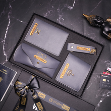 Load image into Gallery viewer, Personalized Leather Name Men's Wallet Keychain Passport cover And Eyewear case | Customised Gift for Boyfriend Friend Husband father and Son