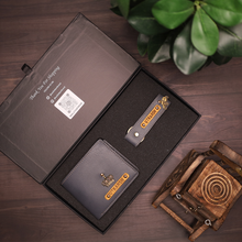 Load image into Gallery viewer, Luxury Personalized Men’s Combo – Wallet & Keychain with Name & Charm