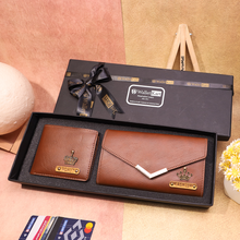 Load image into Gallery viewer, Custom Couple’s Combo – Customized Leather Clutch & Wallet with NAME & Charm