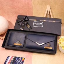 Load image into Gallery viewer, Custom Couple’s Combo – Customized Leather Clutch & Wallet with NAME & Charm