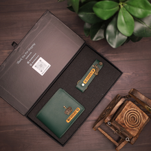 Load image into Gallery viewer, Luxury Personalized Men’s Combo – Wallet & Keychain with Name & Charm