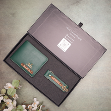 Load image into Gallery viewer, Customised Foil Based Men’s Gift Set Wallet & Keychain with Name & Charm