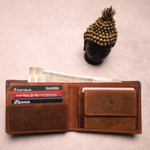 Load image into Gallery viewer, Custom Engraved Handcrafted Genuine Leather Men’s Wallet and Metal Keychain | Elegant Gift Choice for Boyfriend Friend Husband Father & Son (STYLE ID #24)