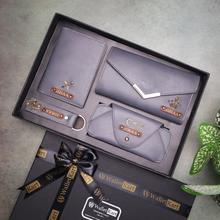 Load image into Gallery viewer, Perfect Personalized Gift for Her – Custom Leather Clutch, Keychain, Passport Holder & Eyewear Case with Name & Charm