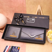 Load image into Gallery viewer, Custom Couple’s Combo – Customized Leather Clutch & Wallet with NAME & Charm