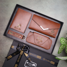 Load image into Gallery viewer, Perfect Personalized Gift for Her – Custom Leather Clutch, Keychain, Passport Holder & Eyewear Case with Name & Charm