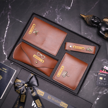 Load image into Gallery viewer, Personalized Leather Name Men's Wallet Keychain Passport cover And Eyewear case | Customised Gift for Boyfriend Friend Husband father and Son