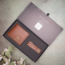 Load image into Gallery viewer, Customised Foil Based Men’s Gift Set Wallet & Keychain with Name & Charm