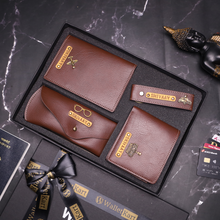 Load image into Gallery viewer, Personalized Leather Name Men's Wallet Keychain Passport cover And Eyewear case | Customised Gift for Boyfriend Friend Husband father and Son