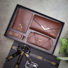 Load image into Gallery viewer, Perfect Personalized Gift for Her – Custom Leather Clutch, Keychain, Passport Holder & Eyewear Case with Name & Charm