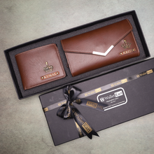 Load image into Gallery viewer, Premium Couple’s Collection – Customized Wallet & Clutch with Stylish Charm