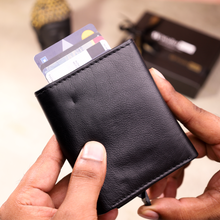 Load image into Gallery viewer, Personalized Genuine Leather Name Men's RFID Protected Smart Metal Card Holder (STYLE ID #20)
