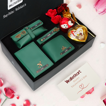 Load image into Gallery viewer, Valentine Love Box For Boyfriend Husband – Personalised Men's Wallet, Passport Cover, Eyewear Case, Keychain, Teddy, Rose & Chocolates