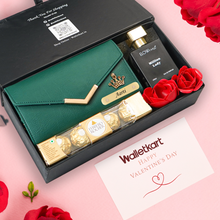Load image into Gallery viewer, Valentine Special Personalised Gift for Girlfriend Wife – Women's Clutch, Perfume & Chocolates