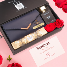 Load image into Gallery viewer, Valentine Special Personalised Gift for Girlfriend Wife – Women's Clutch, Perfume & Chocolates