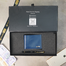 Load image into Gallery viewer, Personalized Handcrafted RFID Leather Wallet & Pen | Name Engraved Wallet Gift combo for Every Occasion (STYLE ID #17)