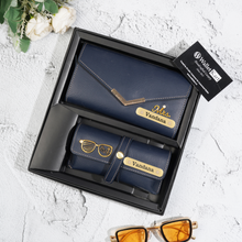 Load image into Gallery viewer, Gift Custom Leather Clutch and Stylish Eyewear Cover with Name for Girlfriend