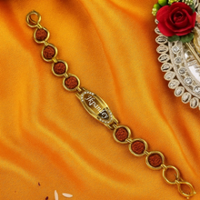 Load image into Gallery viewer, Personalised Signature Rudraksh Rakhi with Name – A Divine Bond of Love (5.0)