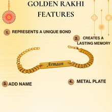 Load image into Gallery viewer, A Touch of Gold: Personalized Rakhi with Name Engraving (3.0)
