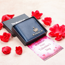 Load image into Gallery viewer, Romantic Valentine for Boyfriend Husband – Personalized Men's Wallet with Name & Charm