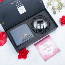 Load image into Gallery viewer, Valentine Gift Set For Boyfriend Husband – Personalized Leather Men's Wallet & Belt Combo with Name and Charm
