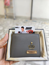 Load image into Gallery viewer, Personalized Men's Wallet with Name & Charm