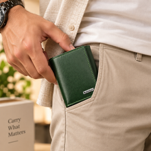 Load image into Gallery viewer, ELVOR Men's RFID Tri-Fold Wallet, Oil Crunch Leather, 9 Card Slots, Pop-Up Holder(Style ID #48)