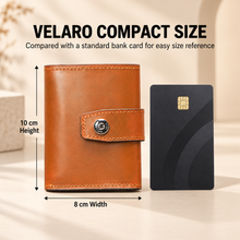 Load image into Gallery viewer, VELARO Signature Edition RFID Leather Tri-Fold Men's Wallet – 6 Pop-Up Cards + 6 Card Slots + 1 ID Slot, Button Closure (STYLE ID #45 )