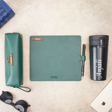 Load image into Gallery viewer, Customised Leather Leather Pouch, Travel Mug,Pen & Mouse Pad | Customized with Name & Charm