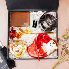 Load image into Gallery viewer, Handmade Leather Men's Wallet, Keychain, Teddy Bear, Chocolate, Rose and Belt | Best Customized Gift Combo for Boyfriend Husband Father & Son (Style id #23)