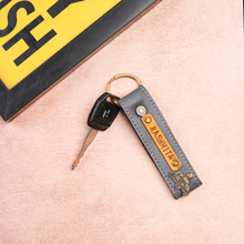 Load image into Gallery viewer, Personalized Leather Keychain Name Emboss On Leather Strip