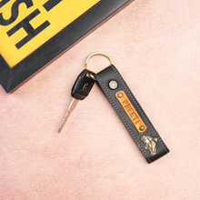 Load image into Gallery viewer, Personalized Leather Keychain Name Emboss On Leather Strip