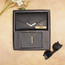 Load image into Gallery viewer, Premium Custom Leather Name Clutch with Charm & Personalised Golden Pendant