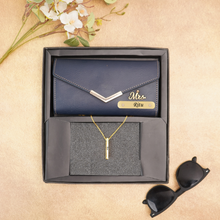 Load image into Gallery viewer, Premium Custom Leather Name Clutch with Charm & Personalised Golden Pendant