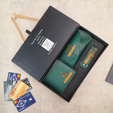 Load image into Gallery viewer, Personalized Leather Men's Wallet,Eyewear Case,Keychain Emboss Leather StripWith Name and Charm | Customised 3 In 1 Gift Combo For Boyfriend Husband & Father On Birthday and Anniversary