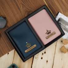 Load image into Gallery viewer, Personalized Couple Passport Cover Combo with Name & Charm