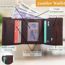 Load image into Gallery viewer, Genuine Leather Tri Fold Wallet for Men (Vintage Brown)