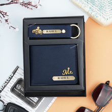 Load image into Gallery viewer, Personalized Men's Leather Wallet & Keychain with Name & Charm