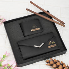 Load image into Gallery viewer, Personalised Leather Name Men's Wallet & Female's Clutch Combo For Couple