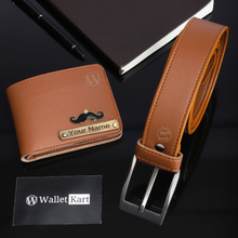 Load image into Gallery viewer, Personalized Leather Name Men's Wallet & Belt combo