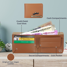 Load image into Gallery viewer, Personalized Men's Leather Wallet & Keychain with Name & Charm