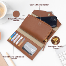 Load image into Gallery viewer, Personalized Ladies Leather Clutch with Name & Charm Gift for Girlfriend, Wife, Mother & Sister