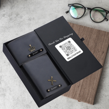 Load image into Gallery viewer, Personalized  Leather Name Men&#39;s Wallet and Passport Cover | Best Customized Gift Combo for Boyfriend Friend Husband Father &amp; Son
