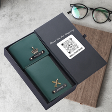Load image into Gallery viewer, Personalized  Leather Name Men&#39;s Wallet and Passport Cover | Best Customized Gift Combo for Boyfriend Friend Husband Father &amp; Son

