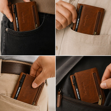 Load image into Gallery viewer, WALLETKART RFID Blocking Slim Card Holder Wallet for Men | Pull-Down Quick Card Access | Zipper Coin Pocket | ID Card Slot | Compact Leather Wallet  (STYLE ID #26)
