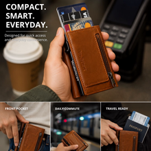 Load image into Gallery viewer, WALLETKART RFID Blocking Slim Card Holder Wallet for Men | Pull-Down Quick Card Access | Zipper Coin Pocket | ID Card Slot | Compact Leather Wallet  (STYLE ID #26)
