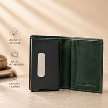 Load image into Gallery viewer, WALLETKART VALENTE Smart RFID Card Holder Wallet for Men | Genuine Leather &amp; Aluminum Pop-Up Wallet | Modern Minimalist EDC Wallet (Style ID #44)
