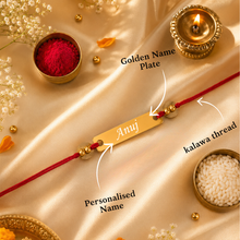 Load image into Gallery viewer, Custom Name Rakhi with Traditional Kalawa Thread | Raksha Bandhan Rakhi for Brother (2.0)
