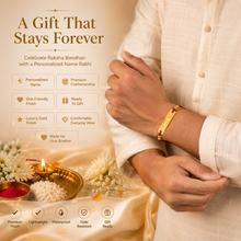 Load image into Gallery viewer, Custom Name Rakhi with Traditional Kalawa Thread | Raksha Bandhan Rakhi for Brother (2.0)
