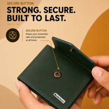 Load image into Gallery viewer, Genuine Leather Bi-Fold Wallet for Men | Multiple Card Slots | Spacious Cash Compartment | Quick Access Card Pocket | Secure Snap Button Closure
